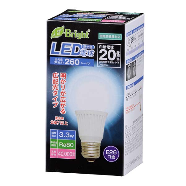 LDA3L-H 20（04-3513）アクリチ ＬＥＤ電球 2.9W/210ｌｍ E26 電球色 