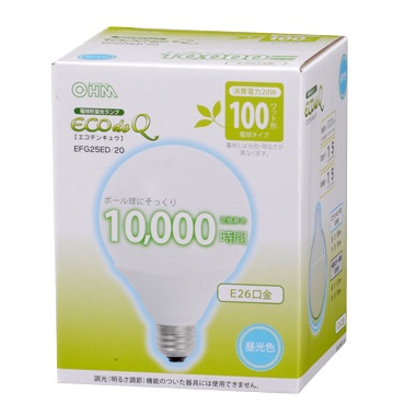 EFG25ED/20（04-1445）エコ電球 20W/100W形 E26 昼光色【蛍光灯・電球